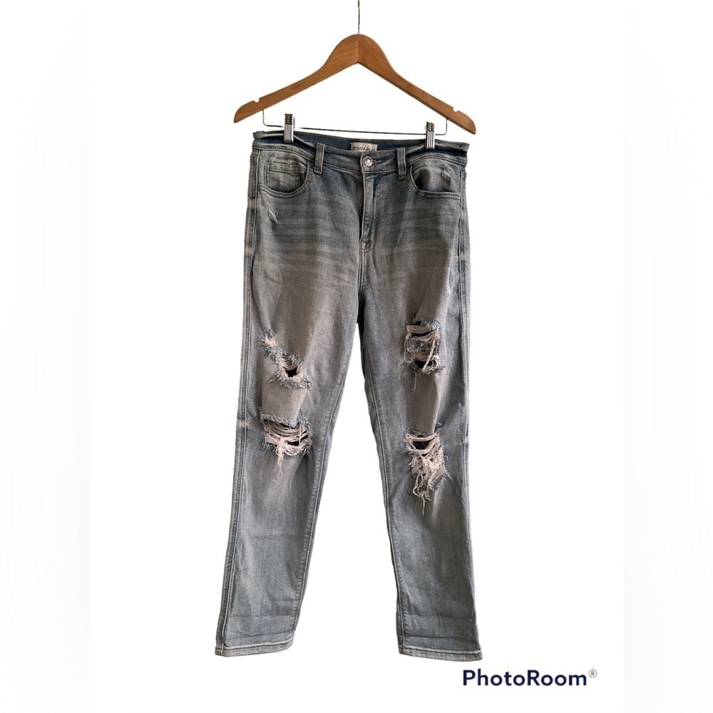 Studio Blue Distressed Straight Leg Jeans Size 28